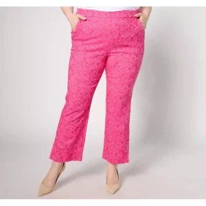 Fashion<Isaac Mizrahi Live! Petite Stretch Jacquard Wide Leg Ankle Pants - a world of fashionable women's clothing, including a wide selection of dresses and trendy accessories.