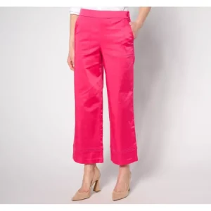 Isaac Mizrahi Live! Petite Stretch Taffeta Wide-Leg Ankle Pants - a world of fashionable women's clothing, including a wide selection of dresses and trendy accessories.> Hat