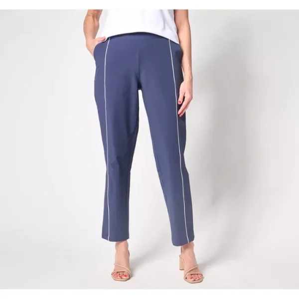 Shop All<Isaac Mizrahi Live! Petite Stretch Tech Woven Pants - a world of fashionable women's clothing, including a wide selection of dresses and trendy accessories.