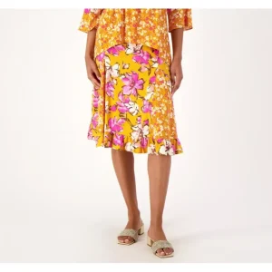 Isaac Mizrahi Live! Petite Stretch Woven Twin Print Midi Skirt - a world of fashionable women's clothing, including a wide selection of dresses and trendy accessories.> Hat