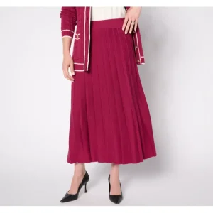Isaac Mizrahi Live! Petite Sunburst Pleated Midi Sweater Skirt - a world of fashionable women's clothing, including a wide selection of dresses and trendy accessories.> Hat