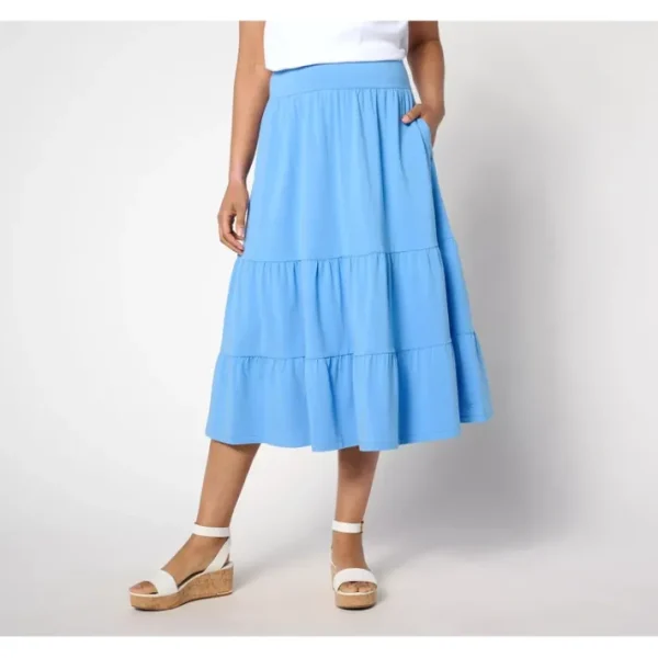 Shop All<Isaac Mizrahi Live! Petite Tiered Midi Skirt - a world of fashionable women's clothing, including a wide selection of dresses and trendy accessories.