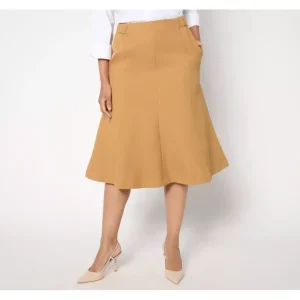 Isaac Mizrahi Live! Petite Timeless Twill Below the Knee Skirt - a world of fashionable women's clothing, including a wide selection of dresses and trendy accessories.> Hat