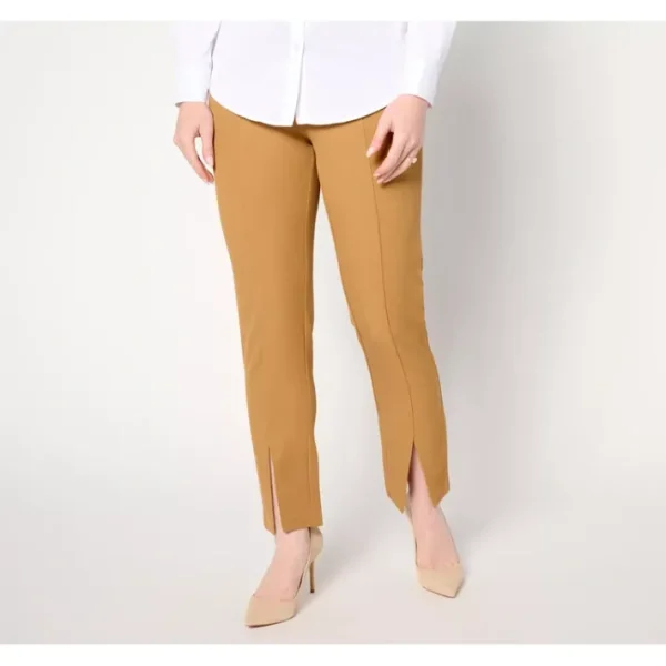 Shop All<Isaac Mizrahi Live! Petite Timeless Twill Slim Straight Pants - a world of fashionable women's clothing, including a wide selection of dresses and trendy accessories.
