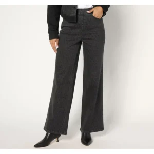 Isaac Mizrahi Live! Petite True Denim Black Pull On Pattern Trouser - a world of fashionable women's clothing, including a wide selection of dresses and trendy accessories.> Hat