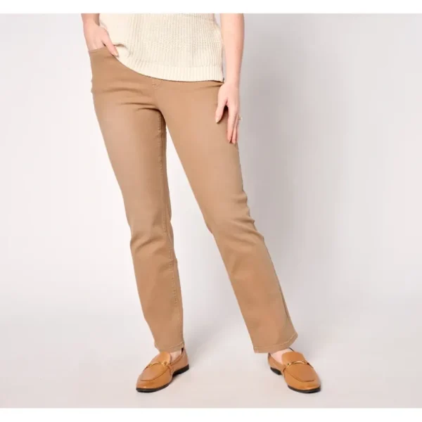 Isaac Mizrahi Live! Petite True Denim Color Pull On Straight Jeans - a world of fashionable women's clothing, including a wide selection of dresses and trendy accessories.> Hat