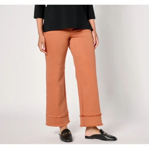 Isaac Mizrahi Live! Petite True Denim Color Pull On Wide Leg Jeans - a world of fashionable women's clothing, including a wide selection of dresses and trendy accessories.> Hat