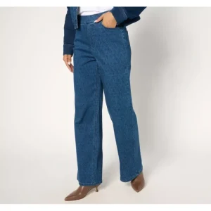 Isaac Mizrahi Live! Petite True Denim Indigo Pull On Pattern Trouser - a world of fashionable women's clothing, including a wide selection of dresses and trendy accessories.> Hat