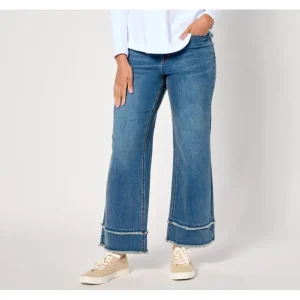 Isaac Mizrahi Live! Petite True Denim Indigo Pull On Wide Leg Jeans - a world of fashionable women's clothing, including a wide selection of dresses and trendy accessories.> Hat