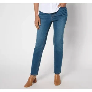 Isaac Mizrahi Live! Petite True Denim Indigo Strght Leg Jean - a world of fashionable women's clothing, including a wide selection of dresses and trendy accessories.> Hat
