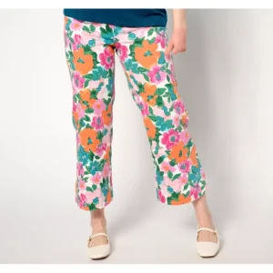 Fashion<Isaac Mizrahi Live! Petite True Denim Printed Crop Wide Leg Jeans - a world of fashionable women's clothing, including a wide selection of dresses and trendy accessories.