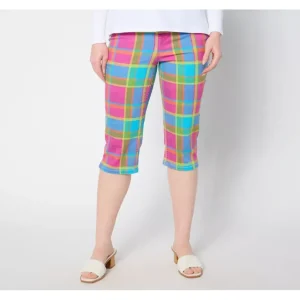 Isaac Mizrahi Live! Petite True Denim Printed Pedal Pusher - a world of fashionable women's clothing, including a wide selection of dresses and trendy accessories.> Hat