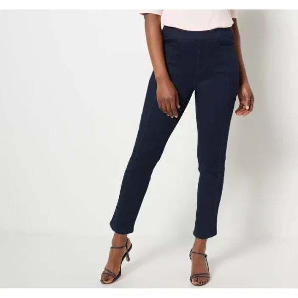 Shop All<Isaac Mizrahi Live! Petite True Denim Pull On Ankle Pant - a world of fashionable women's clothing, including a wide selection of dresses and trendy accessories.