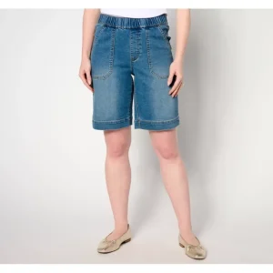 Isaac Mizrahi Live! Petite True Denim Shorts with Patch Pockets - a world of fashionable women's clothing, including a wide selection of dresses and trendy accessories.> Hat