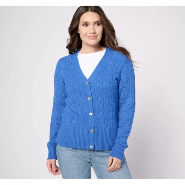 Shop All<Isaac Mizrahi Live! Pointelle Stitch Button Front Cardigan - a world of fashionable women's clothing, including a wide selection of dresses and trendy accessories.