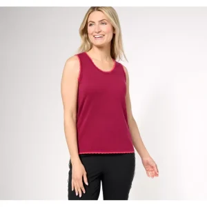 Isaac Mizrahi Live! Pointelle Tank with Scallop Trim - a world of fashionable women's clothing, including a wide selection of dresses and trendy accessories.> Hat