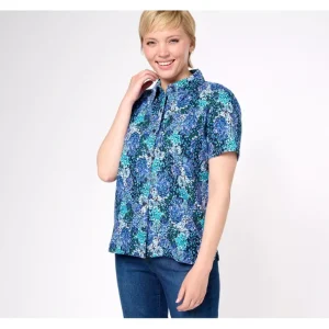 Isaac Mizrahi Live! Printed Linen Button Front Resort Shirt - a world of fashionable women's clothing, including a wide selection of dresses and trendy accessories.> Hat