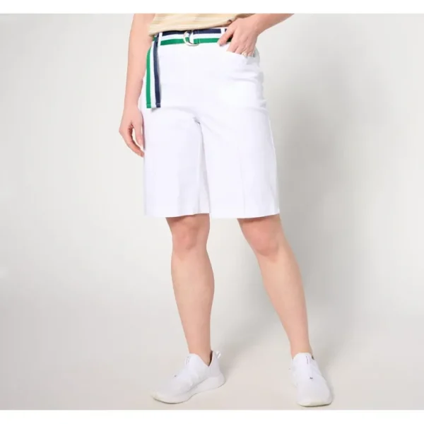 Isaac Mizrahi Live! Reg Clubhouse Print or Solid Bermuda Shorts - a world of fashionable women's clothing, including a wide selection of dresses and trendy accessories.> Hat