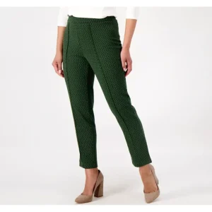 Isaac Mizrahi Live! Reg Jacquard Straight Leg Ankle Pants - a world of fashionable women's clothing, including a wide selection of dresses and trendy accessories.> Hat