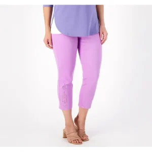 Isaac Mizrahi Live! Reg True Denim Crop Jeans with Eyelet - a world of fashionable women's clothing, including a wide selection of dresses and trendy accessories.> Hat