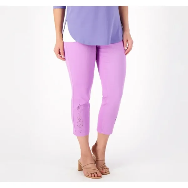 Isaac Mizrahi Live! Reg True Denim Crop Jeans with Eyelet - a world of fashionable women's clothing, including a wide selection of dresses and trendy accessories.> Hat