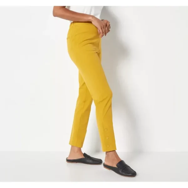 Isaac Mizrahi Live! Regular 24/7 Ankle Pants w/ Button Detail - a world of fashionable women's clothing, including a wide selection of dresses and trendy accessories.> Hat