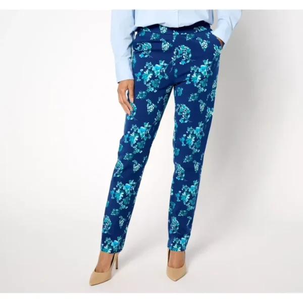 Isaac Mizrahi Live! Regular 24/7 Stretch Straight Leg Printed Pants - a world of fashionable women's clothing, including a wide selection of dresses and trendy accessories.> Hat