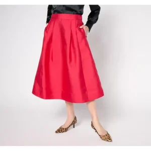 Isaac Mizrahi Live! Regular Always Isaac Taffeta Midi Skirt - a world of fashionable women's clothing, including a wide selection of dresses and trendy accessories.> Hat