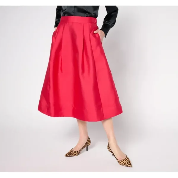 Isaac Mizrahi Live! Regular Always Isaac Taffeta Midi Skirt - a world of fashionable women's clothing, including a wide selection of dresses and trendy accessories.> Hat
