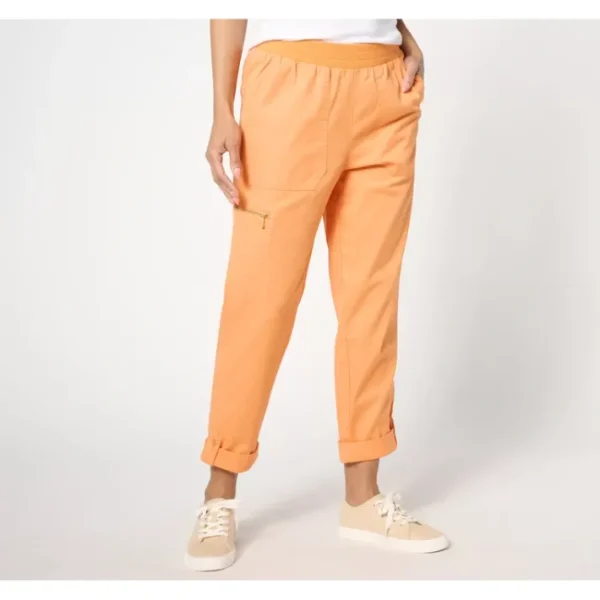Shop All<Isaac Mizrahi Live! Regular Brushed Sateen Pull On Pants w/ Cuff - a world of fashionable women's clothing, including a wide selection of dresses and trendy accessories.