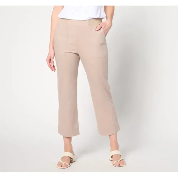 Shop All<Isaac Mizrahi Live! Regular Brushed Sateen Straight Crop Pants - a world of fashionable women's clothing, including a wide selection of dresses and trendy accessories.