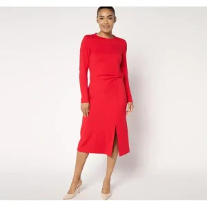 Isaac Mizrahi Live! Regular Drapey Sublime Stretch Ponte Midi Dress - a world of fashionable women's clothing, including a wide selection of dresses and trendy accessories.> Hat