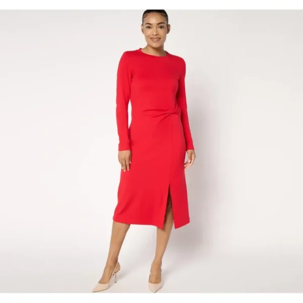 Isaac Mizrahi Live! Regular Drapey Sublime Stretch Ponte Midi Dress - a world of fashionable women's clothing, including a wide selection of dresses and trendy accessories.> Hat