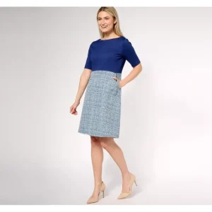 Isaac Mizrahi Live! Regular Elbow Sleeve Knee Length Dress - a world of fashionable women's clothing, including a wide selection of dresses and trendy accessories.> Hat