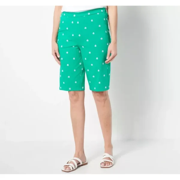 Shop All<Isaac Mizrahi Live! Regular Embroidered Bermuda Shorts - a world of fashionable women's clothing, including a wide selection of dresses and trendy accessories.