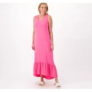 Dresses<Isaac Mizrahi Live Regular Essentials Maxi Dress - a world of fashionable women's clothing, including a wide selection of dresses and trendy accessories.