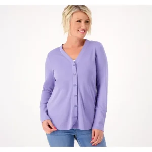 Isaac Mizrahi Live Regular Essentials Pima Cotton Button Front Cardigan - a world of fashionable women's clothing, including a wide selection of dresses and trendy accessories.> Coats