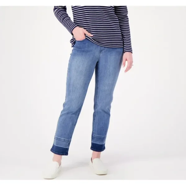 Shop All<Isaac Mizrahi Live Regular Indigo Denim Pull On Ankle Jeans - a world of fashionable women's clothing, including a wide selection of dresses and trendy accessories.