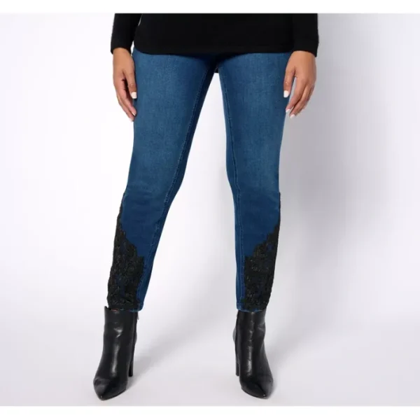 Shop All<Isaac Mizrahi Live! Regular Indigo True Denim Jeans with Lace - a world of fashionable women's clothing, including a wide selection of dresses and trendy accessories.