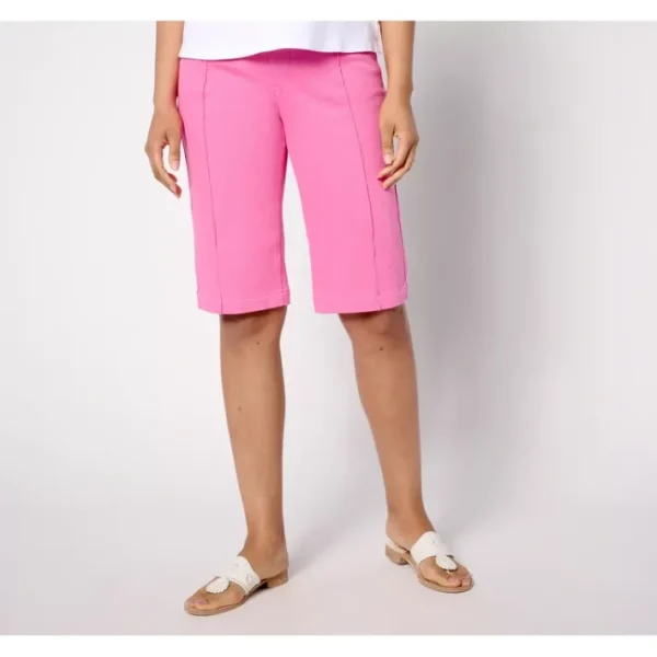 Shop All<Isaac Mizrahi Live! Regular Knit Denim Long Shorts - a world of fashionable women's clothing, including a wide selection of dresses and trendy accessories.