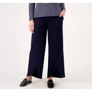Isaac Mizrahi Live Regular Pebble Knit Overlap Wide Leg Pants - a world of fashionable women's clothing, including a wide selection of dresses and trendy accessories.> Hat