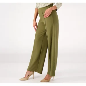 Isaac Mizrahi Live! Regular Pebble Knit Wide Leg Pant with Snap Detai - a world of fashionable women's clothing, including a wide selection of dresses and trendy accessories.> Hat