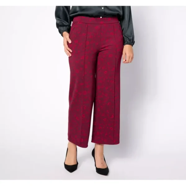Fashion<Isaac Mizrahi Live! Regular Printed Pebble Knit Culotte Pants - a world of fashionable women's clothing, including a wide selection of dresses and trendy accessories.