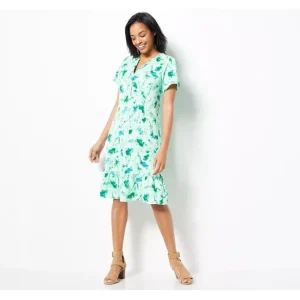 Dresses<Isaac Mizrahi Live! Regular Printed Pebble Knit Dress - a world of fashionable women's clothing, including a wide selection of dresses and trendy accessories.