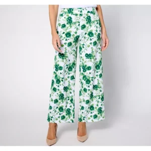 Fashion<Isaac Mizrahi Live! Regular Printed Pebble Knit Statement Pants - a world of fashionable women's clothing, including a wide selection of dresses and trendy accessories.