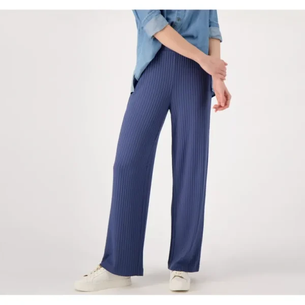 Isaac Mizrahi Live! Regular Ribbed Pull on Wide Leg Pants - a world of fashionable women's clothing, including a wide selection of dresses and trendy accessories.> Hat