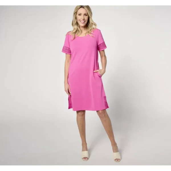Isaac Mizrahi Live! Regular Short Sleeve Pebble Knit Dress - a world of fashionable women's clothing, including a wide selection of dresses and trendy accessories.> Hat
