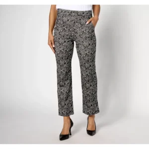 Fashion<Isaac Mizrahi Live! Regular Stretch Jacquard Wide Leg Ankle Pants - a world of fashionable women's clothing, including a wide selection of dresses and trendy accessories.