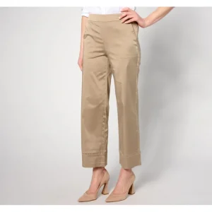Isaac Mizrahi Live! Regular Stretch Taffeta Wide-Leg Ankle Pants - a world of fashionable women's clothing, including a wide selection of dresses and trendy accessories.> Hat