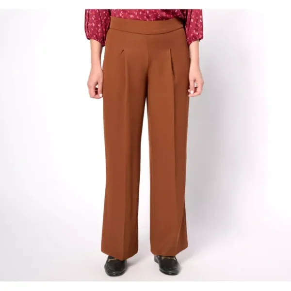 Fashion<Isaac Mizrahi Live! Regular Timeless Twill Wide Leg Pants with Pleat - a world of fashionable women's clothing, including a wide selection of dresses and trendy accessories.